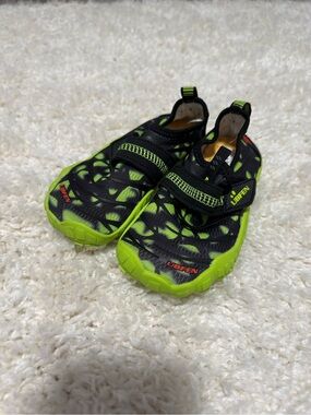 Kids' Black and Neon Green Water Shoes with Hook-and-Loop Strap